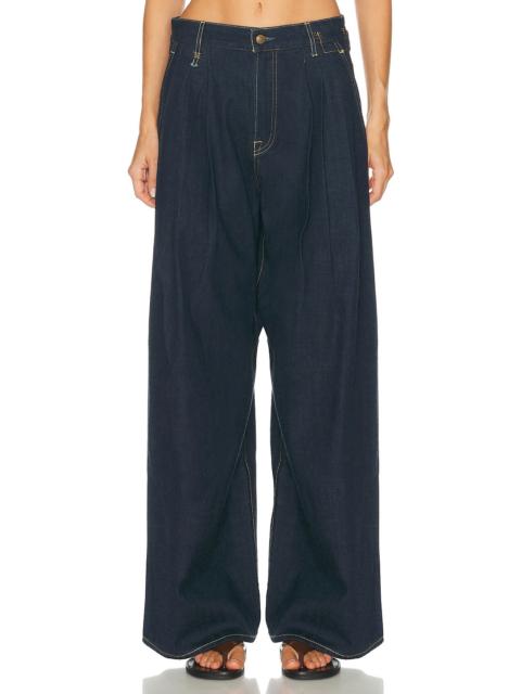 R13 Triple Pleat Wide Leg
