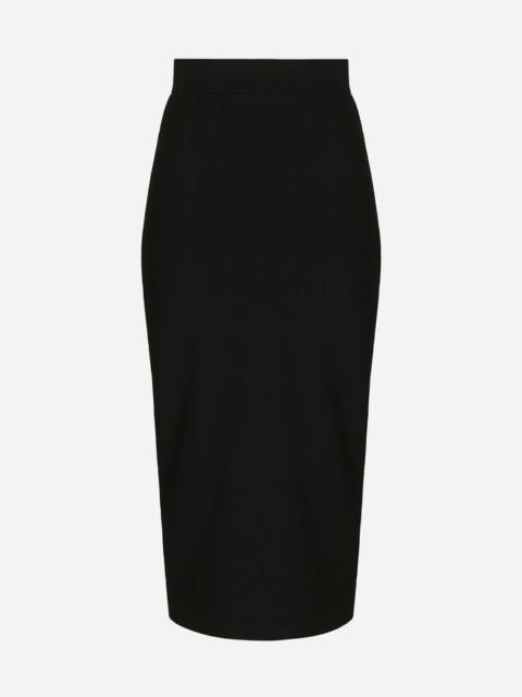 Technical jersey calf-length skirt