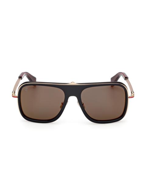 Christian Louboutin Men's Greggo 62MM Aviator Sunglasses - Black Red