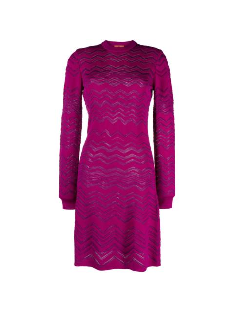 zigzag wool-blend dress