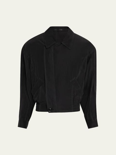 GIORGIO ARMANI Men's Asymmetrical Lyocell Bomber Jacket