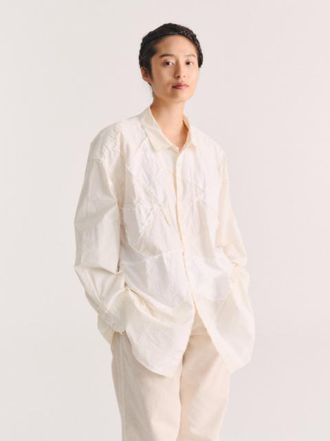 CASEY/CASEY HAMNET FLOWER PATCHWORK SHIRT - MIX FABRIC - WHITE