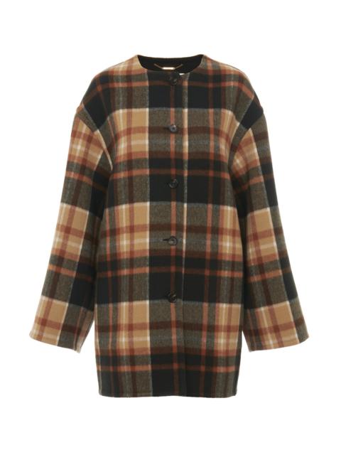 MID-LENGTH COAT IN CHECKED WOOL