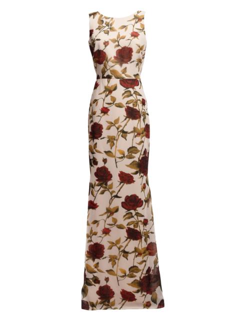 Dress The Population Women's Cherilyn Floral Chiffon Sleeveless Gown - Cream Multi