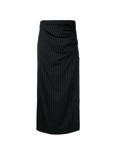 pinstripe-pattern draped pencil skirt