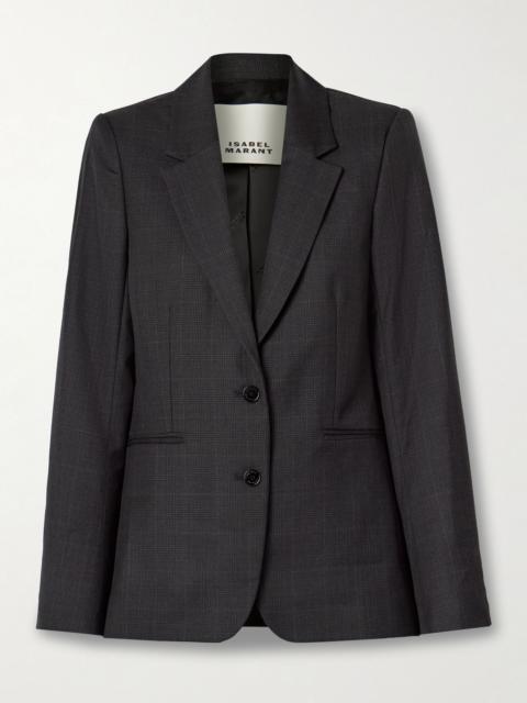 Isabel Marant Reva Prince of Wales checked wool blazer Gray