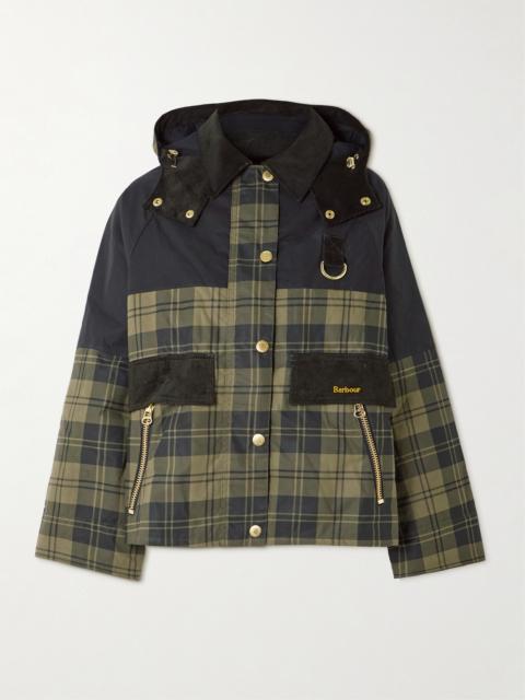 Barbour Elaine Hooded Corduroy-trimmed Checked Waxed-cotton Jacket