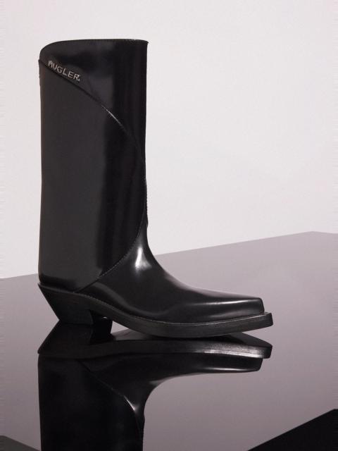 MUGLER black shiny leather santiag boots