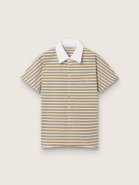 Golden Goose Women's polo T-shirt in striped jersey with contrast collar