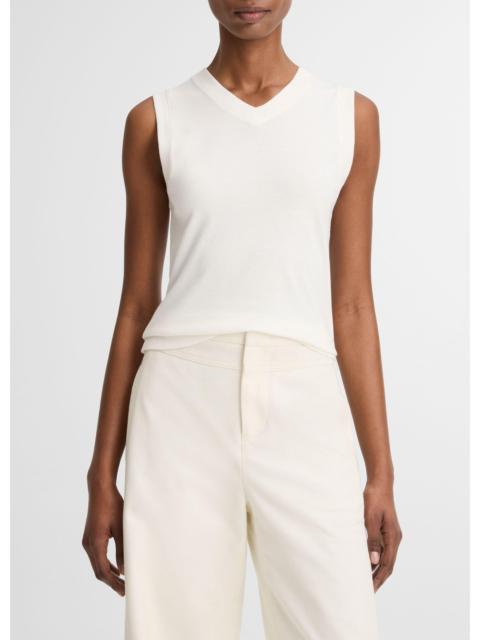 Vince Pima Cotton-Blend High V-Neck Shell