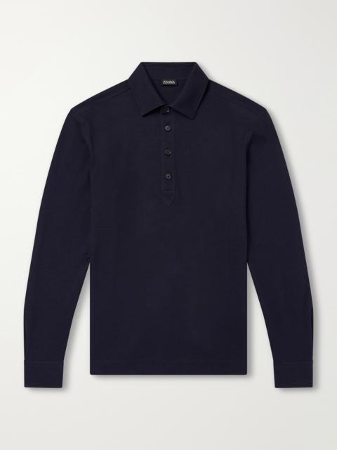 ZEGNA Cotton and Silk-Blend Piqué Polo Shirt