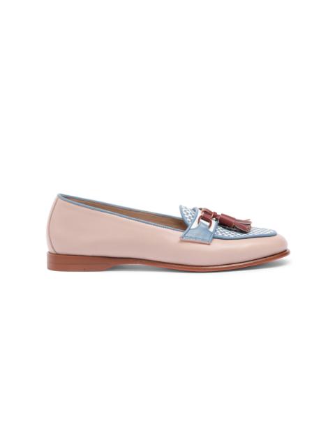 Women's pink and light blue leather Andrea tassel loafer