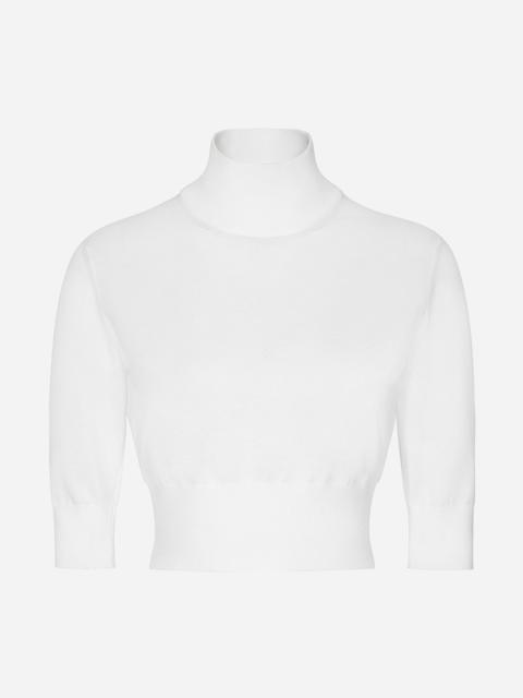 Cotton and silk cropped sweater