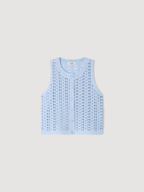 Sandro BEADED CROCHET TOP