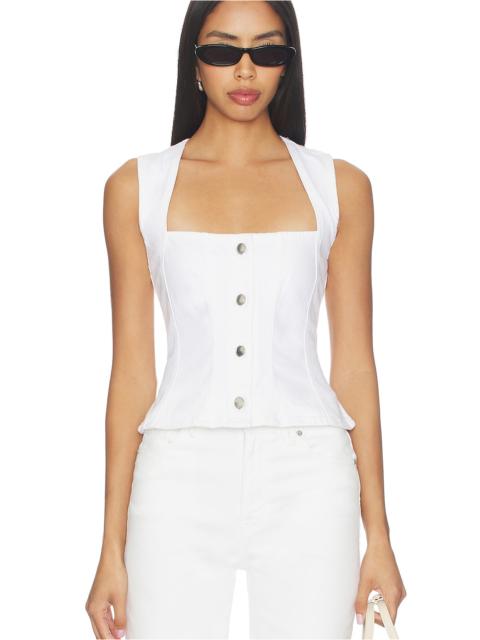 GOOD AMERICAN Button Front Peplum Top