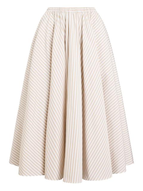 PATOU elasticated-waist striped midi skirt