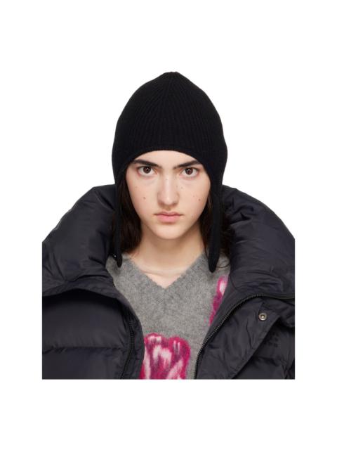 MM6 Maison Margiela Black Ribbed Aviator Beanie