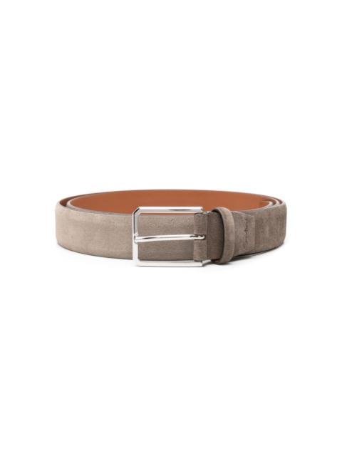 Santoni logo-debossed suede belt