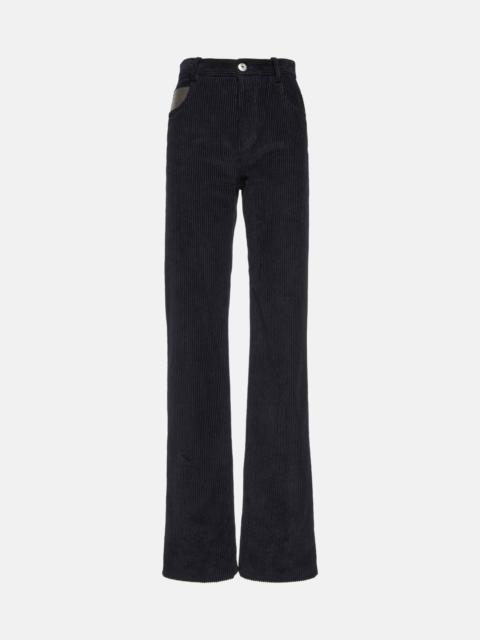 High-rise cotton corduroy straight pants