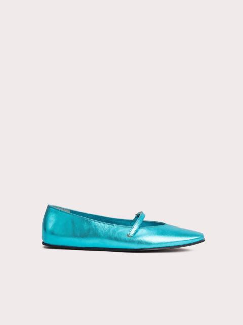 BY FAR Molly Aquamarine Metallic Leather