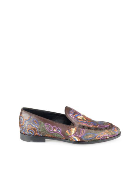 NEEDLES Papillon embroidered leather loafers