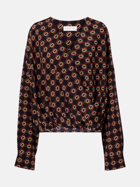 Dries Van Noten Draped printed silk top