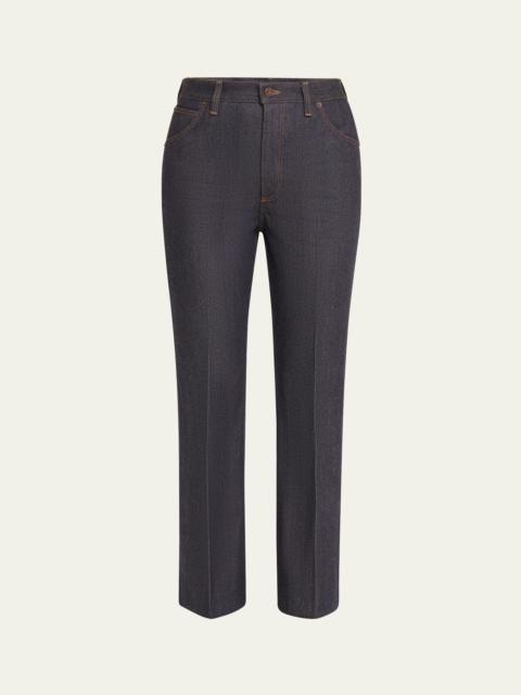 Faron Cashmere Denim Straight-Leg Ankle Trousers