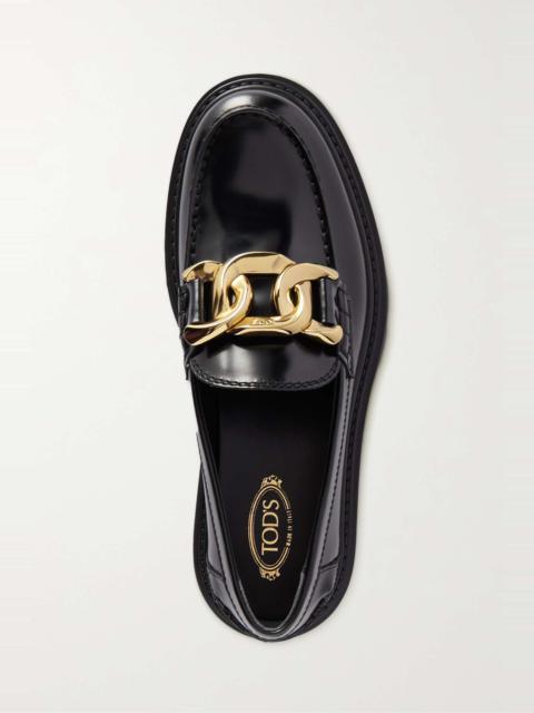 Gomma Pesante embellished glossed-leather loafers