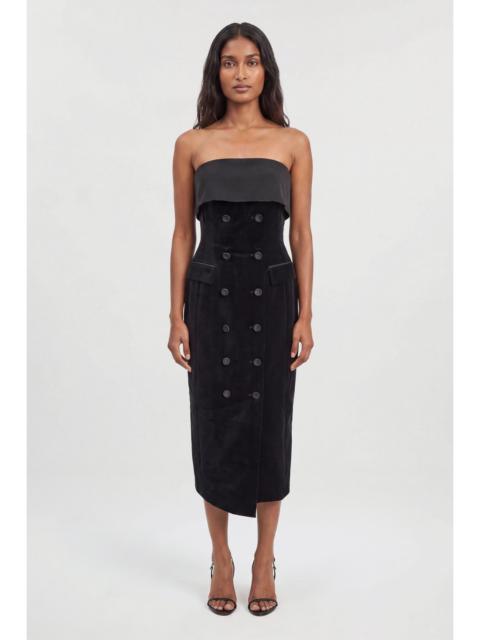 KAREN MILLEN Velvet and Satin Mix Button Midi Dress