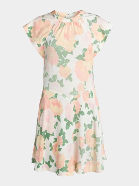 Stella McCartney Flower-Print Cap-Sleeve Mini Dress