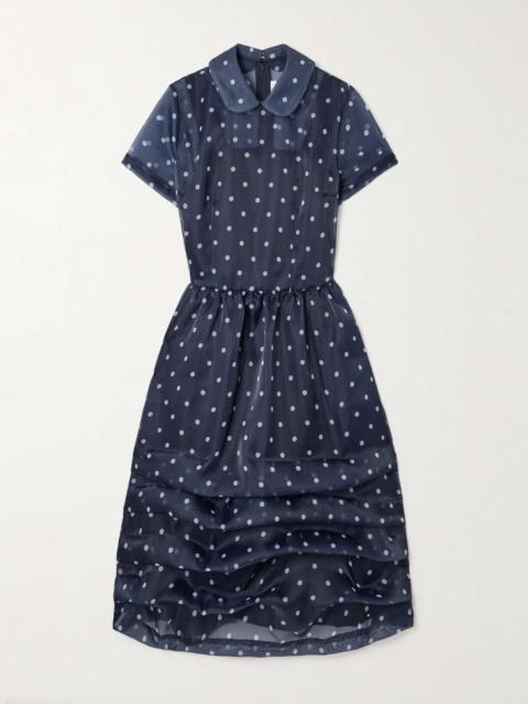 Comme des Garçons GIRL Tiered polka-dot organza midi dress Navy