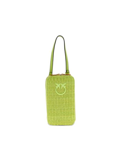 PINKO Love Birds braided raffia smartphone holder
