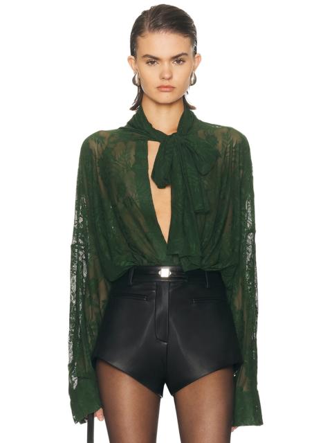 NORMA KAMALI Super Oversized Boyfriend Bow Bodysuit