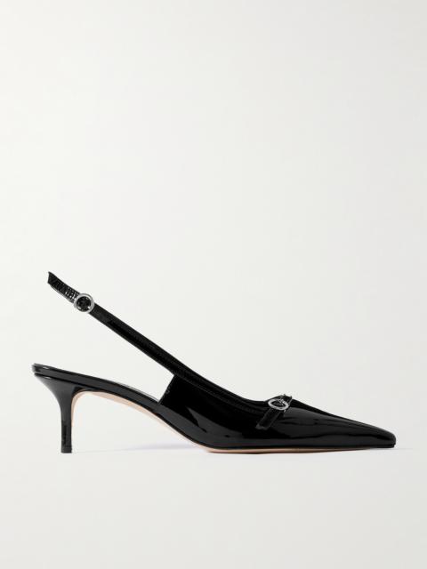 Aeyde Saba Buckled Patent-leather Slingback Pumps