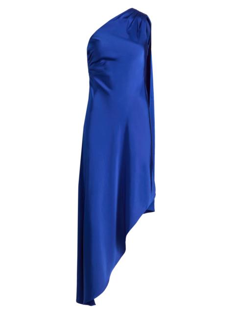 LAPOINTE Women's Satin One-Shoulder Midi-Dress - Royal Blue