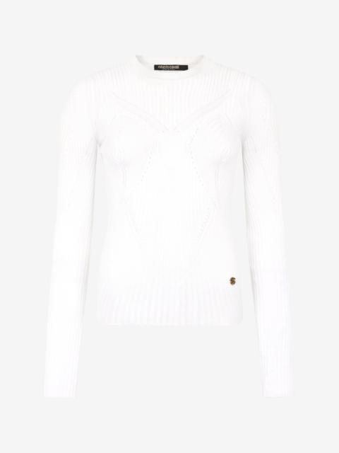 Roberto Cavalli Wall Print Ribbed Sweater