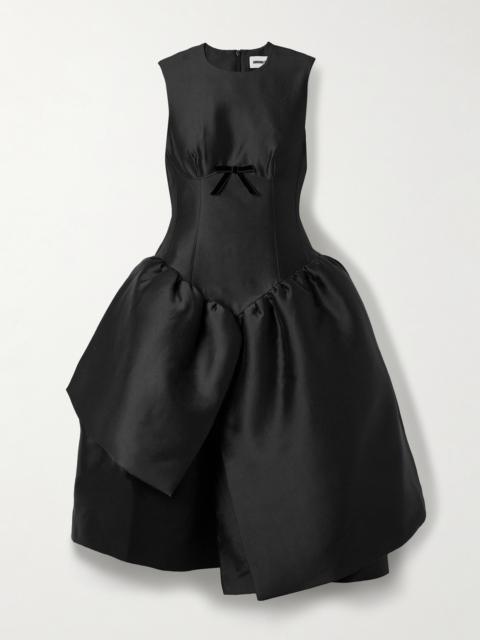 SHUSHU/TONG Asymmetric Bow-detailed Gathered Taffeta Dress