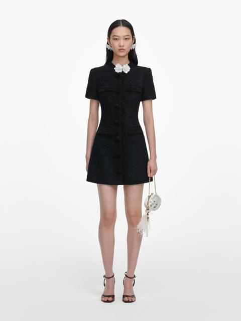 self-portrait Black Boucle Flower Mini Dress