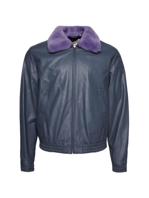 Marni contrast-collar leather jacket