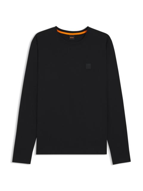 BOSS LONG-SLEEVE COTTON T-SHIRT WITH LOGO PATCH