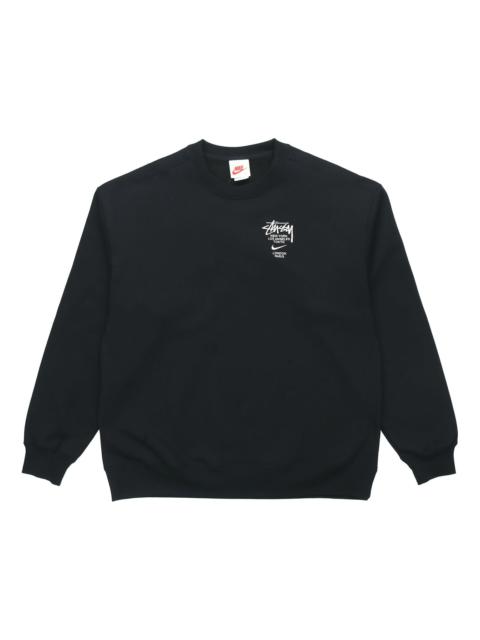 Stussy x Nike Crossover Embroidered Alphabet Logo Loose Pullover Round Neck Fleece Lined Unisex Asia