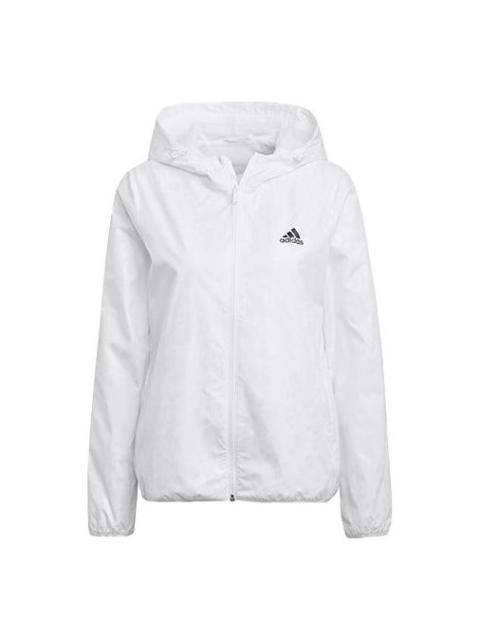 (WMNS) adidas Logo Solid Color Woven Zipper Hooded Jacket Autumn White GQ0615