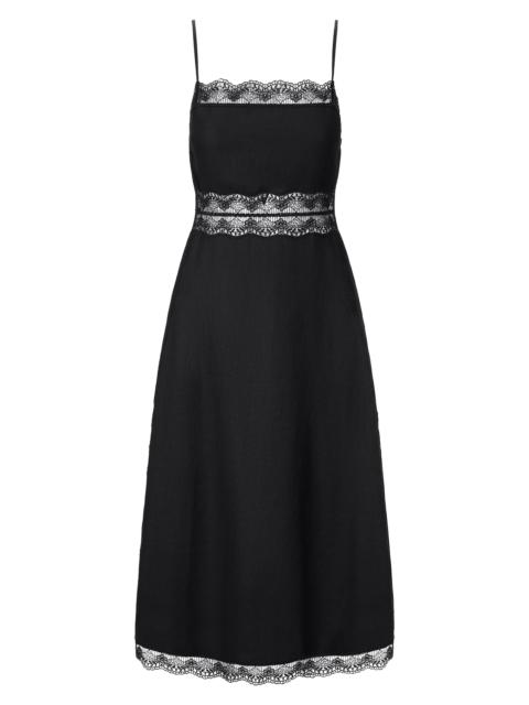 STAUD Women's Amalina Lace-Trim Linen Midi-Dress - Black