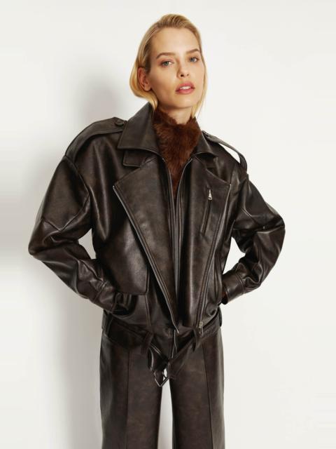 BARDOT Kavi Vegan Leather Jacket In Dark Chocolate