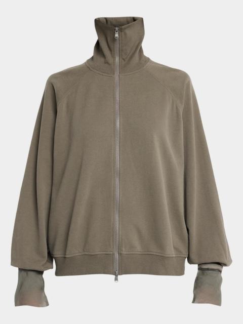 Brunello Cucinelli Monili Silk Cuffs Travel Zip-Up Jacket