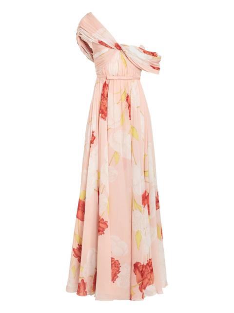 GIAMBATTISTA VALLI One-Shoulder floral-print maxi dress