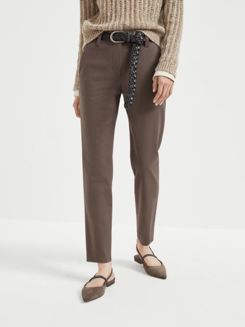 Brunello Cucinelli Stretch cotton cover slim fit trousers