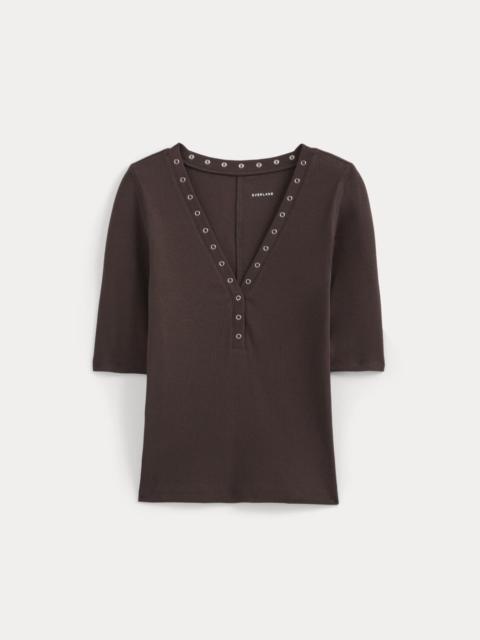 EVERLANE LUXE RIB V-NECK HENLEY