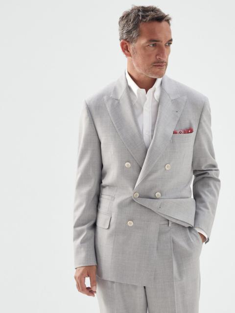 Brunello Cucinelli One-and-a-half-breasted blazer in natural comfort virgin wool fresco