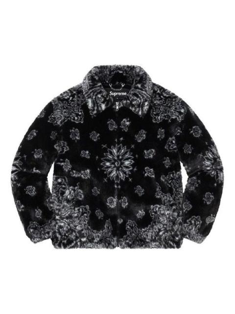 Supreme Bandana Faux Fur Bomber Jacket 'Black White' SUP-SS21-412